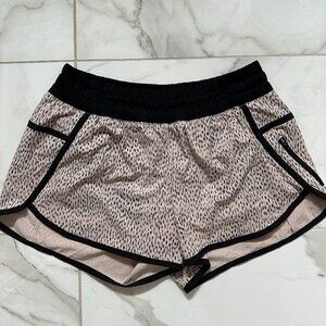 lululemon Lined Running Shorts, Pink Leopard Print, Size 8